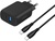 Proove Silicone Power 2 30W (Type-C + USB) + Cable Type-C to Type-C (1m) Black