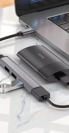 Hoco HB26 4 in 1 (Type-C to 1хUSB3.0 + 3хUSB2.0) Silver