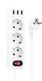 Hoco NS2 (3 розетки + 3 USB) White 1.8m