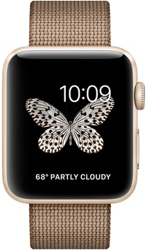 Apple Watch 42mm Series 2 Gold Aluminum Case with Toasted Coffee/Caramel Woven Nylon (MNPP2)