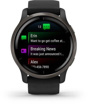 Garmin Venu 2 Slate with Black Leather Band (010-02430-21)
