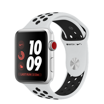 Apple Watch Nike+ 42mm Series 3 GPS + Cellular Silver Aluminum Case with Pure Platinum/Black Nike Sport Band (MQLC2)