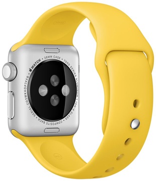 Apple Watch Sport 38mm Silver Aluminum Case with Yellow Sport Band (MMF02)