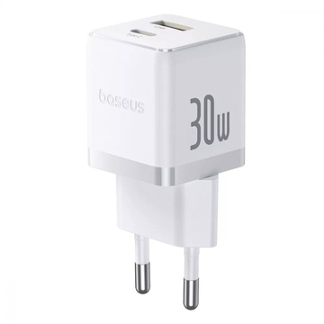 Baseus Palm Fast Charger Type-C+USB 30W (With Cable Type-C to Type-C 60W 1m) White