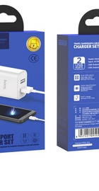 Hoco C62A Victoria 2USB 2.1А + Type-C White