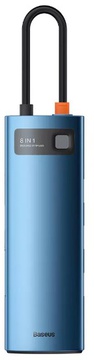 Hub Baseus Metal Gleam Multi-functional 8-in-1 (PD, USB, HDMI, RJ45) (CAHUB-CV0BL) Blue