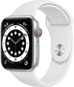 Apple Watch Series 6 GPS + Cellular 44mm Silver Aluminum Case with White Sport Band (M07F3)