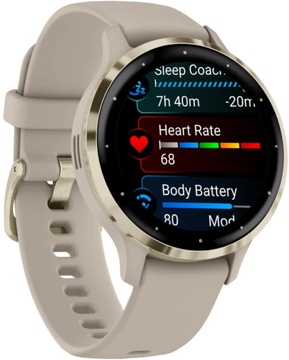 Garmin Venu 3S Soft Gold S. Steel Bezel w. French Gray Case and S. Band (010-02785-02)