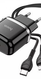 Hoco N24 Vicorious 20W (1 Type-C) + Кабель Type-C to Lightning Black