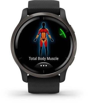 Garmin Venu 2 Slate with Black Leather Band (010-02430-21)
