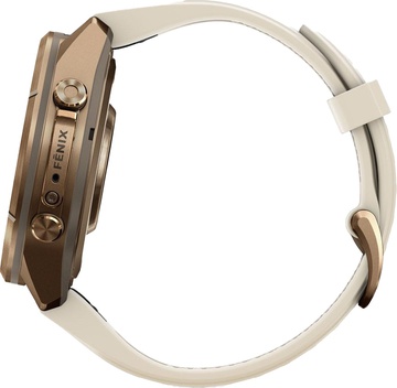 Garmin Fenix 9 Pro 43mm Autumn Gold Titanium with Cream/French Gray Silicone Band (010-04335-25/26)