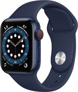 Apple Watch Series 6 GPS + Cellular 40mm Blue Aluminum Case with Deep Navy Sport Band (M02R3)