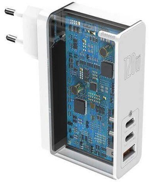 Baseus GaN Mini 2xUSB Type-C/USB Port + Type-C 120W White (CCGAN-J02)
