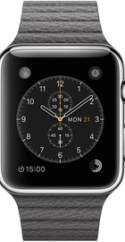 Apple Watch 42mm Stainless Steel Case with Storm Gray Leather Loop Medium (MMFX2)