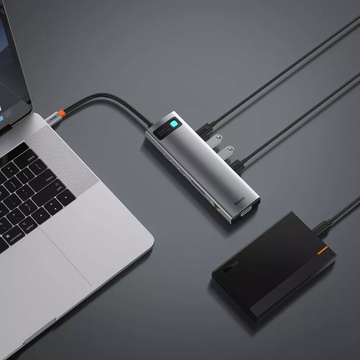 Baseus Metal Gleam Series 11-in-1 (3xUSB3.0+2x4K HD+Type-C+TF+SD+Type-C PD+VGA+3.5mm+RJ45) Grey (CAHUB-CT0G)