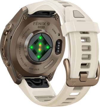 Garmin Fenix 9 Pro 43mm Autumn Gold Titanium with Cream/French Gray Silicone Band (010-04335-25/26)