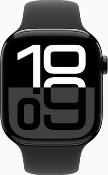 Apple Watch Series 10 GPS 46mm Jet Black Aluminum Case With Black Sport Band - M/L (MWWQ3)