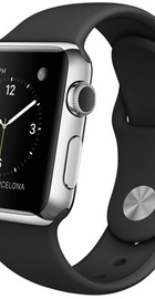 Apple Watch 38mm Stainless Steel Case with Black Sport Band (MJ2Y2)
