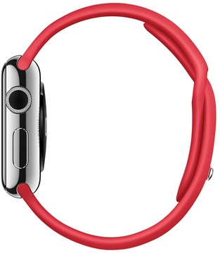 Apple Watch Sport 38mm Silver Aluminum Case with Red Sport Band (MME92)