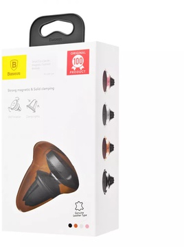 Baseus Small Ears Series Magnetic Bracket Leather Air Outlet Type (black) (SUER-E01)