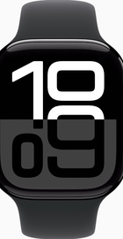 Apple Watch Series 10 GPS + Cellular 46mm Jet Black Aluminum Case With Black Sport Band - S/M (MWY33)