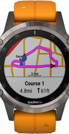 Garmin Fenix 5 Plus Sapphire Titanium with Orange Silicone (010-01988-73)