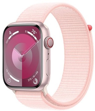 Apple Watch Series 9 GPS + Cellular 45mm Pink Aluminum Case With Light Pink Sport Loop (MRMM3)