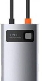 Baseus Metal Gleam Series 4-in-1 Multifunctional Type-C HUB Docking Station (2xUSB3.0 + 4KHD + Type-C) Gray (CAHUB-CY0G)