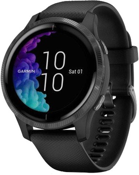 Garmin Venu Slate Stainless Steel Bezel w. Black and Silicone B. (010-02173-11)