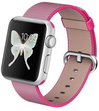 Apple Watch Sport 38mm Silver Aluminum Case with Pink Woven Nylon (MMF32)