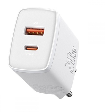 Baseus Compact Quick Charger 20W QC + PD (1xUSB-C + USB 3.0) White (CCXJ-B02)
