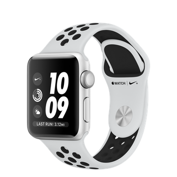 Apple Watch Nike+ 38mm Series 3 GPS Silver Aluminum Case with Pure Platinum/Black Nike Sport Band (MQKX2)