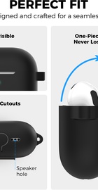 AhaStyle Colorful Silicone Case for Airpods 4 Black