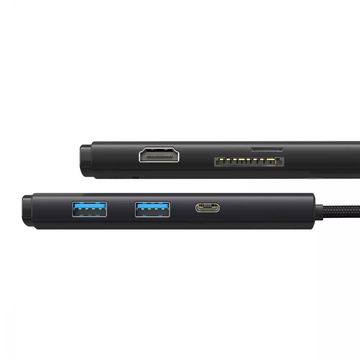 Baseus Lite Series 6-in-1 (Type-C to HDMI + 2xUSB 3.0 + PD + SD/TF) Black