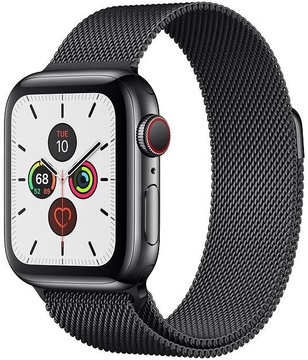 Apple Watch Series 5 GPS + Cellular 40mm Space Black Stainless Steel Case with Space Black Milanese Loop (MWWX2, MWX92)