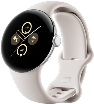 Google Pixel Watch 2 LTE Polished Silver Aluminum Case / Porcelain Active Band