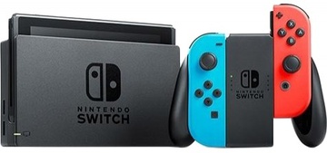 Nintendo Switch with Neon Blue and Neon Red Joy-Con
