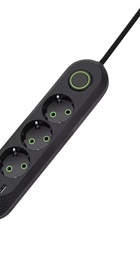 IQ Power F03U (3 розетки + 3 USB) 2m Black