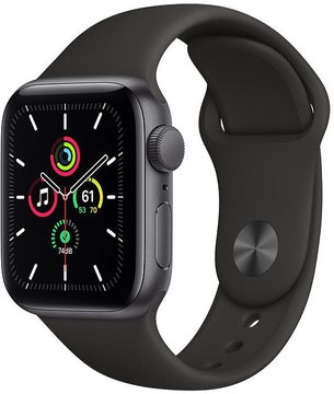 Apple Watch SE 40mm Space Gray Aluminum Case with Black Sport Band (MYDP2)