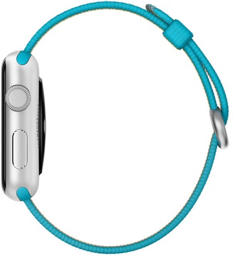 Apple Watch Sport 42mm Silver Aluminum Case with Scuba Blue Woven Nylon (MMFN2)