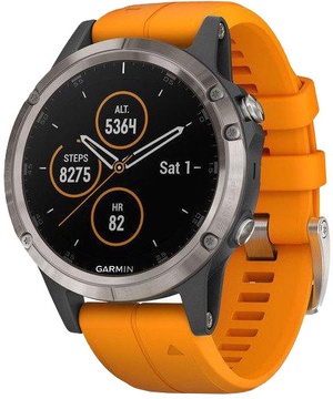 Garmin Fenix 5 Plus Sapphire Titanium with Orange Silicone (010-01988-73)