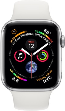 Apple Watch Series 4 GPS + Cellular 40mm Silver Aluminum Case with White Sport Band (MTUD2, MTVA2)