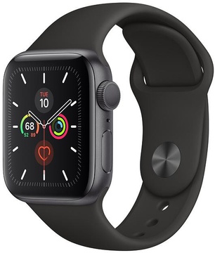 Apple Watch Series 5 GPS + Cellular 40mm Space Gray Aluminum Case with Black Sport Band (MWWQ2)