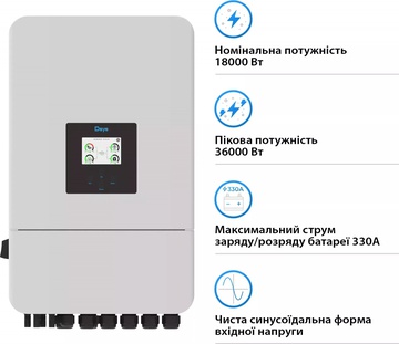 Deye SUN-18K-SG05LP3-EU-SM2 18KW 48V 2 MPPT Wi-Fi 220/380V Трифазний