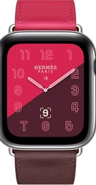 Apple Watch Hermes Series 4 GPS + Cellular 40mm Stainless Steel Case with Bordeaux/Rose Extreme/Rose Azalee Swift Leather Single Tour (MU6N2)