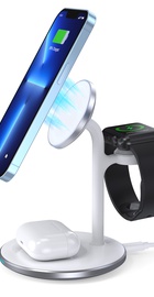Choetech Magnetic 3 in 1 magnetic Wireless Charging Stand White (T585-F)