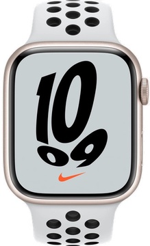 Apple Watch Nike Series 7 GPS 45mm Starlight Aluminum Case w. Pure Platinum/Black Nike Sport Band (MKNA3)