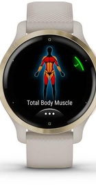 Garmin Venu 2S Light Gold Stainless Steel Bezel with Light Sand Case and Silicone Band (010-02429-01/11)