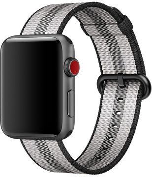 Apple Watch 38mm/40mm/41mm/42mm Black Stripe Woven Nylon (MQVG2)