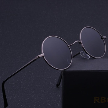 R. Bcollection Stimpank Round Sunglasses Woman (Black Frame, Grey Lenses)